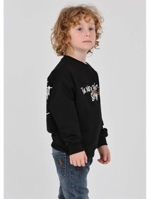 Resim Toontoy Kids Toontoy Erkek Çocuk Tnty Design Baskılı Sweatshirt Siyah 