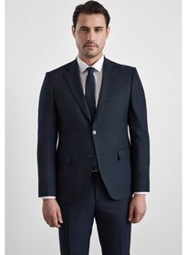 Resim Süvari Lacivert Slim Sivri Yaka Kazayağı Armürlü Torba Cep Standart 6 Drop Takım Elbise Tk1020000350-m09 