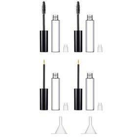 Resim 2 adet/4 adet 10 ml Boş Maskara Tüpleri Kirpik Serumu Tüpleri ve Eyeliner Tüpleri Seti İçerir Kirpik Kremi Kap Kutusu, Sıvı Eyeliner Maskara Kabı, Hint Yağı DIY Maskara İçin Huni 