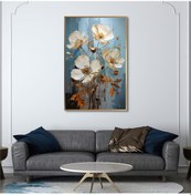 Resim Yağlı Boya Dokulu Tablo Modern Çiçekler Altın Çerçeveli U02009-178864 