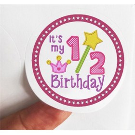 Resim 48 Adet 4 Cm Pembe Half Birthday Baskılı Mat Etiket Sticker - Yarım Yaş Doğum Günü 