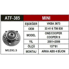 Resim ATF 385 Teker Poryası Arka 4D Absli 137×81 Mini One Cooper S 06- M12×1.5 