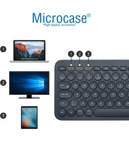 Resim Microcase Tablet Telefon Bilgisayar Için Yuvarlak Tuşlu Bluetooth Kablosuz Klavye Android Ios Windows Uyumlu - AL3048 Siyah 
