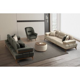 Resim Yuvaset Home İnci Ahşap Ayaklı Mekanizmalı 3 lü Kanepe 