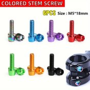 Resim 6 adet Renkli Sap Vidası - Yüksek Dayanıklılıkta Demir Alaşımlı Bisiklet Direği Sap Vidası M5*18mm ile Yıkama, Dağ, Yol ve Katlanabilir Bisikletler için Canlı Renkler, Bisiklet Aksesuarları, Dağ Bisiklet Parçaları, Dayanıklı Bisiklet Bileşenleri 