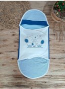 Resim Yenidoğan Mutlu Fil Ailesi Nakışlı Çıt Çıt Kapamalı Bebek Kundak Lacivert Lacivert 