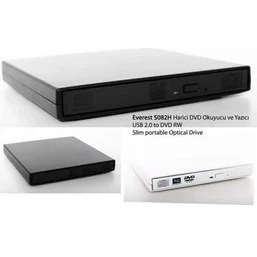 Resim Everest SN-S082H Dvd-R/rw/cd-R/rw USB 2.0 Slim Optik Yazıcı Kutusu (cd sürücü dahil değildir) 