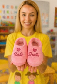 Resim Behtah Kundura Kız Çocuk Kaydırmaz Taban Yarım Babet Panduf Pamuk Astarlı Çok Amaçlı Okul Kreş Patiği Ev Patiği 