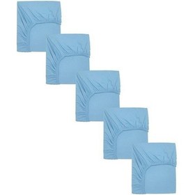 Resim 5 Adet 40 X 80 + 10 Cm Anne Yanı Lastikli Penye Kumaş Bebek Çarşafı-mavi 
