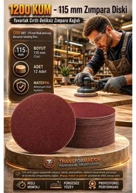 Resim Mey Najmaddin 12 Adet 1200 Kum Yuvarlak Cırtlı Zımpara Diski 115 Mm Deliksiz Zımpara Kağıdı 723225 Najmaddin 