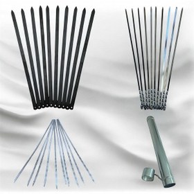 Resim 10 Adet Kebap Kıyma Şişi 55 Cm,2 Cm En - 10 Adet Domates,sebze,kuşbaşı Şişi Yassı ,10 Ciğer Şişi,1 Şiş Kabı 