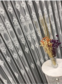 Resim Tül Perde Brillant Öncü Desen Bohrerli Ekru 