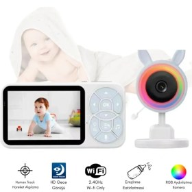 Resim Bebek Kamerası Kumandalı Monitörlü Konuşma Özellikli Işıklı Gece Görüslü Hatırlatıcıl 
