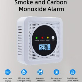 Resim LED Uyarı Işıklı 2'si 1 Arada Karbonmonoksit ve Duman Dedektörü, Pil Gücünde Çalışan Karbonmonoksit Alarmı, LCD Ekran, Ev Güvenliği için Kolay Kurulum, Gerçek Zamanlı Enerji Tasarrufu Tasarımı, Evler İçin Duman Alarmları 