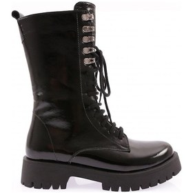 Resim Dgn 21520-22k Kadin Bağcikli Postal Çizme 21520-2-R1645 Siyah Rugan 