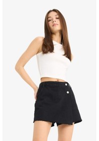 Resim Defacto Yüksek Bel Cepli Mini Jean Şort Etek E4696AX25SM Siyah 