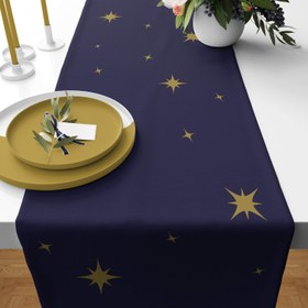 Resim Yıldızlı Lacivert Runner Örtü 