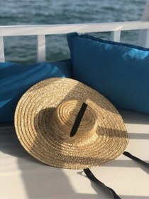 Resim Shopiolog Tulum Ince Maxi Doğal Hasır Şapka 