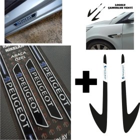 Resim Aksefuar Lazer Peugeot 4007 Kapı Eşiği + Logolu Çamurluk Venti Set 
