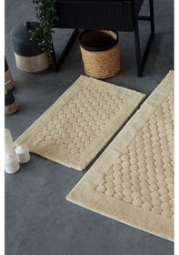 Resim Hcw Poil Bej %100 Pamuk Viskon 2 Parça Banyo Paspas Seti 40 60+60 100 Cm Bej 