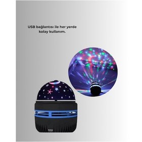 Resim 360 Dönen Galaxy Projektörlü Gece Lambası Star Master Yıldızlı Gökyüzü Efekti Çok Renkli 