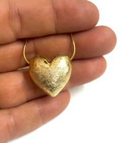 Resim Altın Kaplama 22mm Çatlatma Desenli Tombul Kalp 