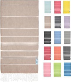 Resim WASHUP%100 Pamuk EXTRA LARGE (90 x 180 cm) Peştemal Plaj Havlusu, OEKO-TEX Sertifikalı, Süper Yumuşak Deniz Havlusu, Hafif, Kum Tutmaz, Yıkanmış, Hızlı Kurur(Açık Kahve) 