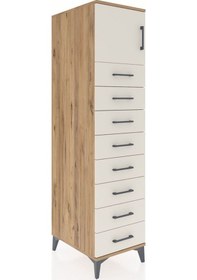 Resim Kronos Dolap Tek Raflı 8 Çekmeceli Tek Kapaklı 44x59x182 Çam-... Çam 