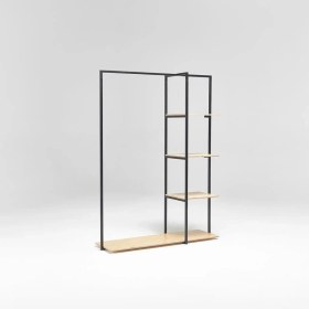 Resim Abronya Metal Ahşaplı Açık Gardırop Kıyafet Dolabı Askılık Çok Amaçlı Dolap 1 Adet 