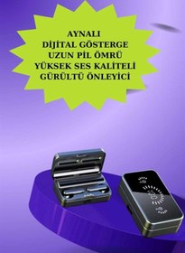 Resim Clevora Powerbank Aynalı Bluetooth Kulaklık Ve Akıllı Saat Seti ANC Özelliği Dokunamatik 