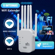 Resim 2025 En Güçlü Wi-Fi Genişleticisi, 1200Mbps'ye Kadar Sinyal Yükseltme, Altı Güçlü Alıcı Antenli, AP Modu ve Ethernet Port Desteği - Ev, Kafe, Ofis ve İş Merkezleri İçin 
