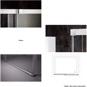 Resim Duvardan Duvara Duşakabin | Üstten Askılı - 100-109cm / Siyah / Sürgülü 