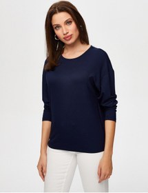Resim Yuvarlak Yaka Uzun Kol T-shirt B00019-1 B00019-120 Lacivert 