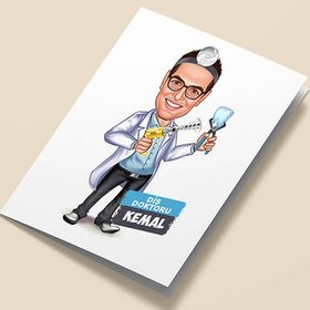 Resim İyi Diş Doktoru Karikatürlü Tebrik Kartı 