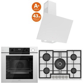 Resim Ferre QEP64CB + ED036 + D078SA Steam Plus 75 Serisi 3'Lü Cam Ankastre Set 