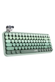 Resim Kablosuz Bluetooth Retro Sessiz Klavye – Yuvarlak Tuşlu, Kedi Süs Aksesuarı, 84 Tuşlu, Taşınabilir, Akıllı Uyku Modu, Ergonomik Tasarım, Tablet Telefon Uyumlu, Ajazz AJ308I Yeşil 