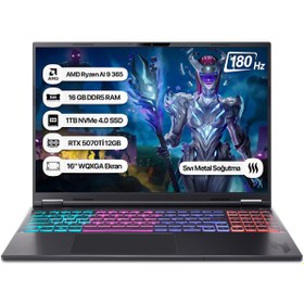 Resim Acer Nitro 16S NH.U07EY.001 Ryzen Aı 9 365 16GB 1tb SSD RTX5070Tİ-12GB 180Hz 16 Wqxga Dos Taşınabilir Bilgisayar 