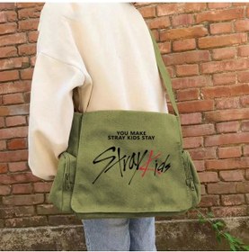 Resim Violon Baskılı Unisex Yeşil Postacı Çantası 