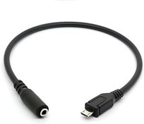 Resim HTGuoji AUX ses kablosu Micro-USB fişten 3,5 mm sokete göre kulaklık adaptörü için, mikrofon Active Clip Mic (30 cm) 