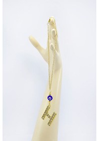 Resim Gold Renkli Parlak Taşlı Yassı Cam Nazar Boncuklu H Harfi Araba D 