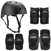 Resim Tenfowee Spor Koruyucu Seti: Kask, Diz, Dirsek Ve Bilek Koruyucuları 7'li Paket - Siyah M Bedeni 