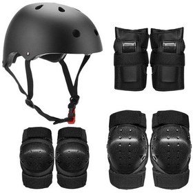 Resim Tenfowee Spor Koruyucu Seti: Kask, Diz, Dirsek Ve Bilek Koruyucuları 7'li Paket - Siyah M Bedeni 