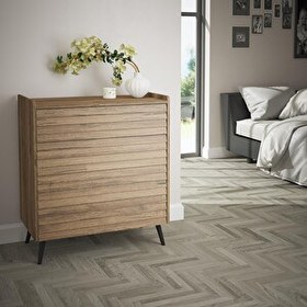 Resim Wood'n Love Della Premium Panjur Desenli 4 Çekmeceli Şifonyer - Minifiks - Pera Siyah 