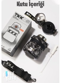 Resim Tkk 600 Ml Çelik Su Matarası Çift Kullanım Pipetli/rahat İçim 12 Saat Sıcak/24 Saat Soğuk Termos -2029-600ml Siyah 