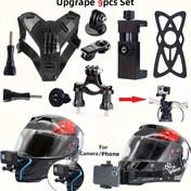 Resim 9 adet 1'de, Aksiyon kamera Bisiklet Kask Tutucu Seti Montaj Standı Kiti: Mobil Telefon için, Aksiyon Kamera Aksesuarları Motosiklet Kaskı Bisiklet Direksiyonu Koltuk Postası Kutup Montaj ve SJCAM Insta360 DJI EKEN için 3 yönlü Pivot Kol 
