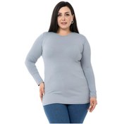 Resim Büyük Beden Bisiklet Yaka Uzun Kollu Viskon Açık Gri Body-açık Gri Açık Gri 