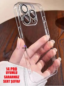 Resim Dexmon İphone 14 Pro Uyumlu Kılıf Sararmaz Sert Şeffaf Kemara Lens Ve Toz Korumalı Ultra Ince Fit Kalıp 