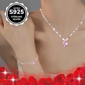 Resim 2 adet Şık 925 Gümüş Dudak Şekilli Kolye ve Bilezik Seti - Pembe Kübik Zirkonya Kolye ile İdeal Sevgililer Günü, Anneler Günü ve Tüm Mevsim Hediyeleri, Tüm Mevsim Takıları|Dudak Şekilli Tasarım|Dayanıklı Takı 