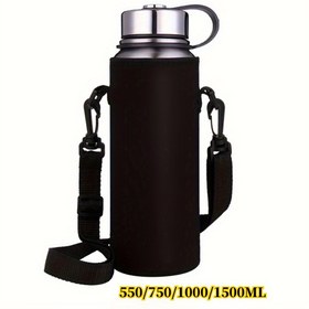 Resim Dayanıklı Naylon Su Şişesi Kılıfı, Ayarlanabilir Askı ve Taşıma Çantası ile - 550ml/18.6oz, 750ml/25.36oz, 1000ml/33.81oz, 1500ml/50.72oz Paslanmaz Çelik Şişeler için Koruyucu Kılıf Tutucu - Açık Hava Aktiviteleri ve Seyahat için İdeal, Seyahat Su Şişesi Kılıfı, Güvenli Uygun Kapak 