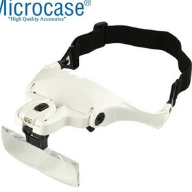 Resim Microcase 9892B1 - Al2350 Gözlük Tipi Işıklı Kafa Büyüteci 5 Farklı Lens 